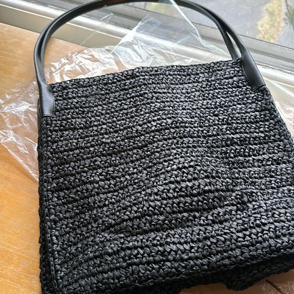 J. Crew Black Woven Shoulder Bag